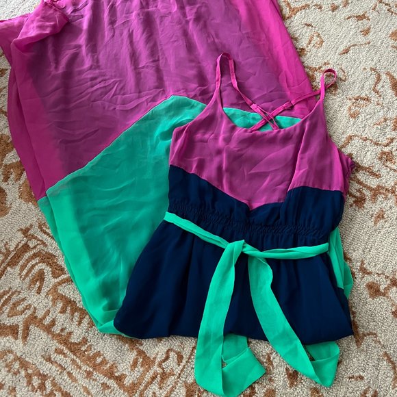 EUC Tulle Colorblock Maxi Dress Sz XS - Picture 6 of 9